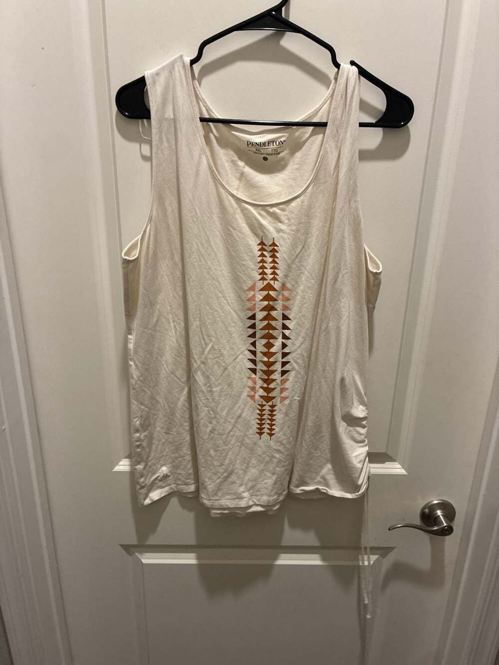 Pendleton Women's White Printed Geometric Pattern Tank Top Size XXL